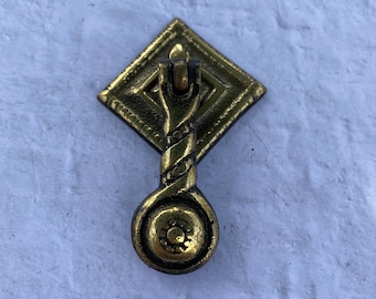 Vintage brass drawer pull With backplate-  door pull - antique drawer pull - Made In NZ brass drawer handle - brass