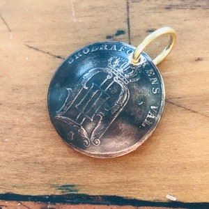 Antique Foreign Coin Necklace Charm - vintage coins and tokens from travels - foreign currency - old coin - coin charm - vintage old coins
