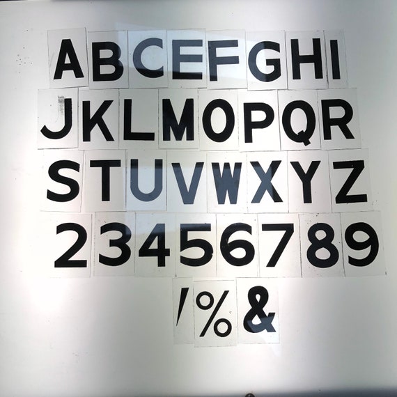 Vintage Clear Glass sign letter - London antique glass sign -Sign Letters - Assortment of worn Black Glass letters
