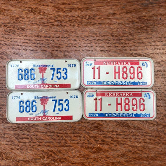 Vintage 1976 Bike License Plates - Choose your state - Bike Plate - Cereal Box prize - 5" plate - Embossed plates