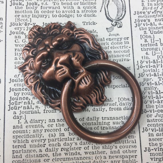 Vintage Look Copper Lion Head Drawer Pull Antique Copper Etsy