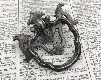 Vintage Brass Cabinet Knob or Drawer Pull  - authentic small brass metal door Pulls - antique knob - round metal hardware