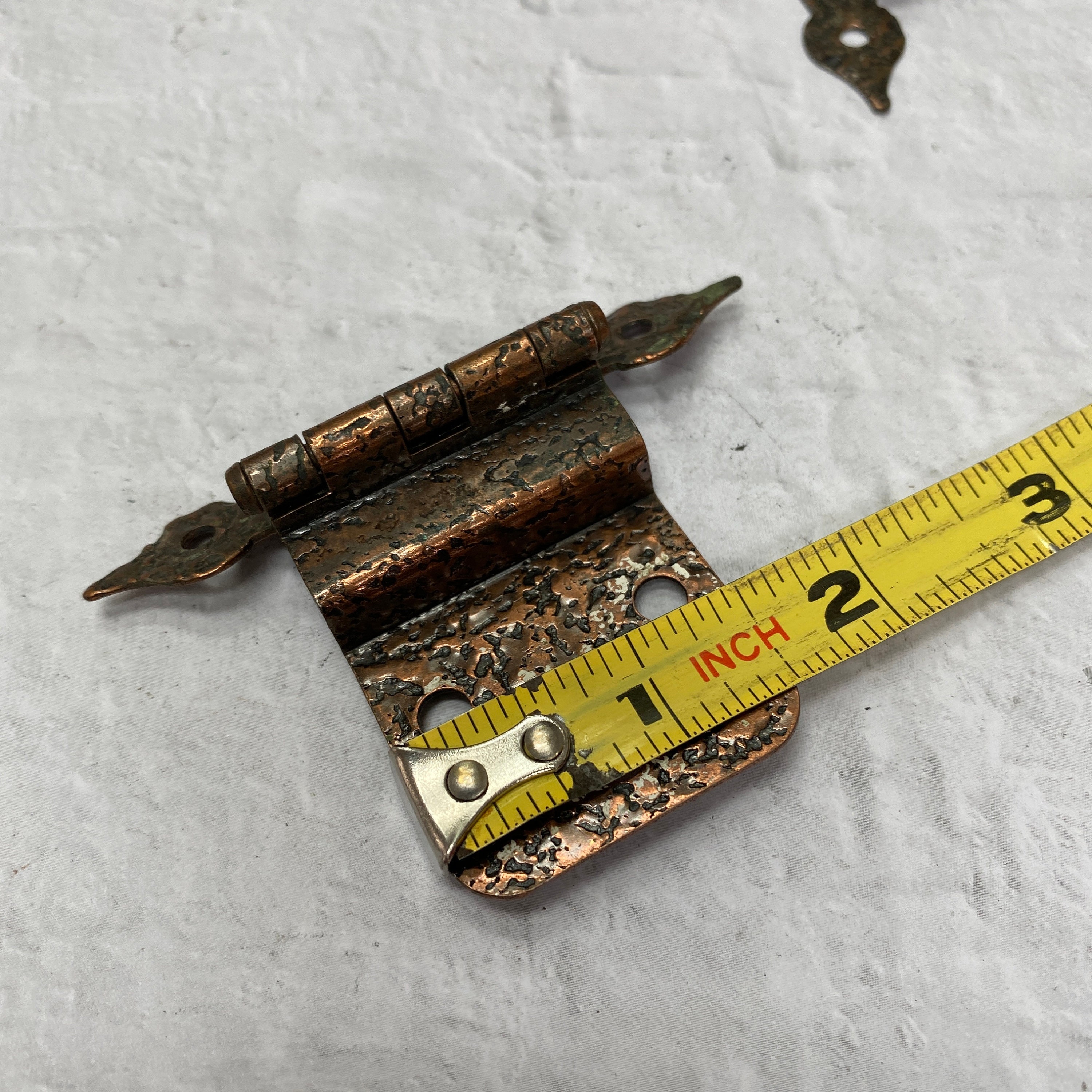 Vintage hammered copper kitchen hinge pair copper door hinge