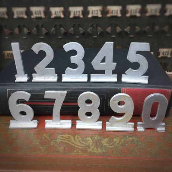 Vintage small aluminum numbers -Your Choice 0-9 available – salvaged address number – old metal number – house number  – silver metal number