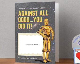 Star Wars Droid Graduation Card Printable – “Against all odds, you did it!” - Star Wars Inspired Graduation Card - Instant Download