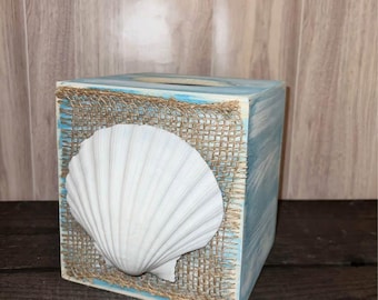 Funda para caja de pañuelos con diseño de concha marina