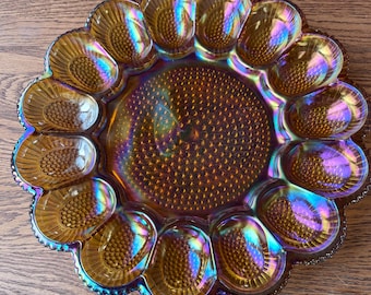 Indiana glass carnival serving plate for deviled eggs