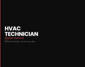 HVAC Technician Resume Template Word | ATS Optimized | EPA 608 Editable | Instant Download