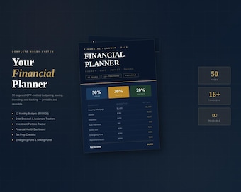 Financial Planner PDF | 50-Page Budget Tracker, Debt Snowball, Savings Goals (Instant Download)