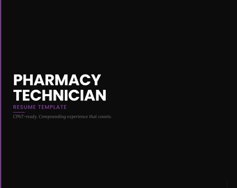 Pharmacy Technician Resume Template Word | ats | CPHT PTCB USP 797 Sterile | Instant Download