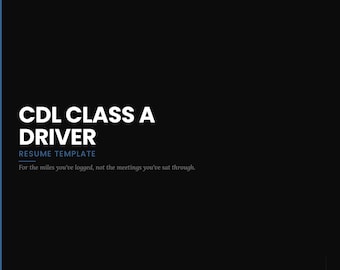 CDL Truck Driver Resume Template Word | ATS | Class A HazMat Tanker Endorsement | Instant Download