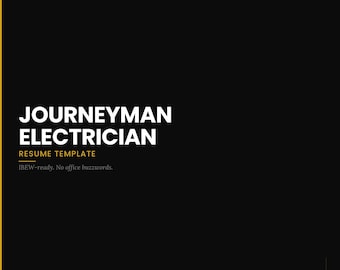 Electrician Resume Template Word | ATS Optimized | Journeyman IBEW Editable | Instant Download