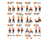 Kettlebell Workout Chart PDF, Kettlebell Exercises Poster for Home , Kettlebell Swings & Core Routine,Tai chi Body Training Guide Printable
