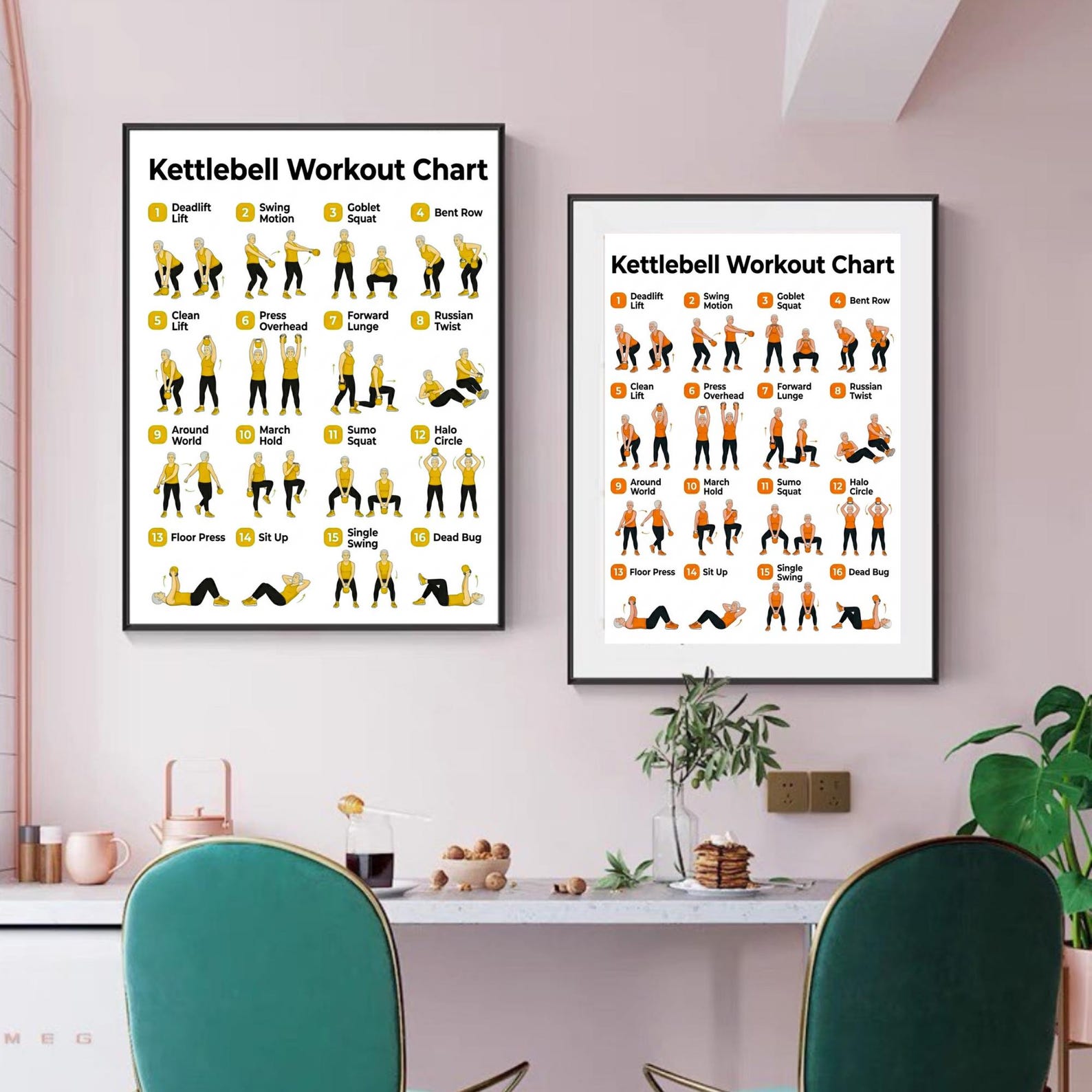 Kettlebell Workout Chart PDF, Kettlebell Exercises Poster for Home ...
