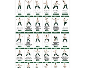 30 Tage Qigong Challenge | Tai Workout Fitness Printable Workout Plan für Männer, Tai Chi-Chart