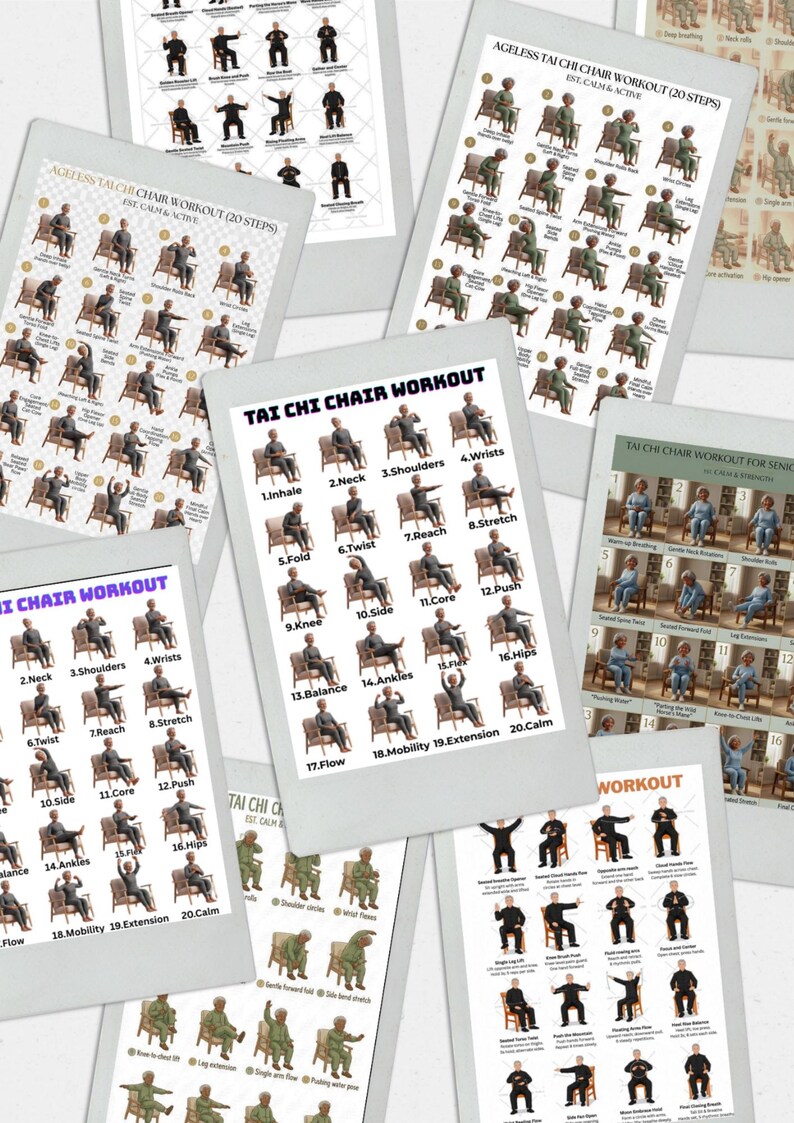 Simple Tai Chi forms adapted for a seated position infographic.