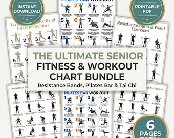 Pilates Bar Workout-Bundle | 6-seitiges Pilates-Übungsposter-Set, Ganzkörper-Heimtrainingsdiagramm für Frauen Fitness-Routine