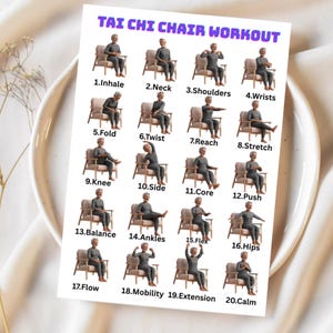 Tai Chi Chair Workout for Seniors, 20 Step Seated Exercise Chart, Tai Chi Poster for Elderly, Senior Fitness Guide, Digital Download PDF image 19