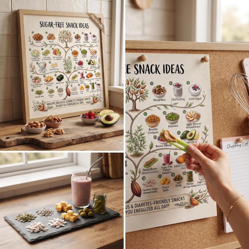 Sugar Free Snack Ideas Printable, Low Sugar Snack List, Healthy ...