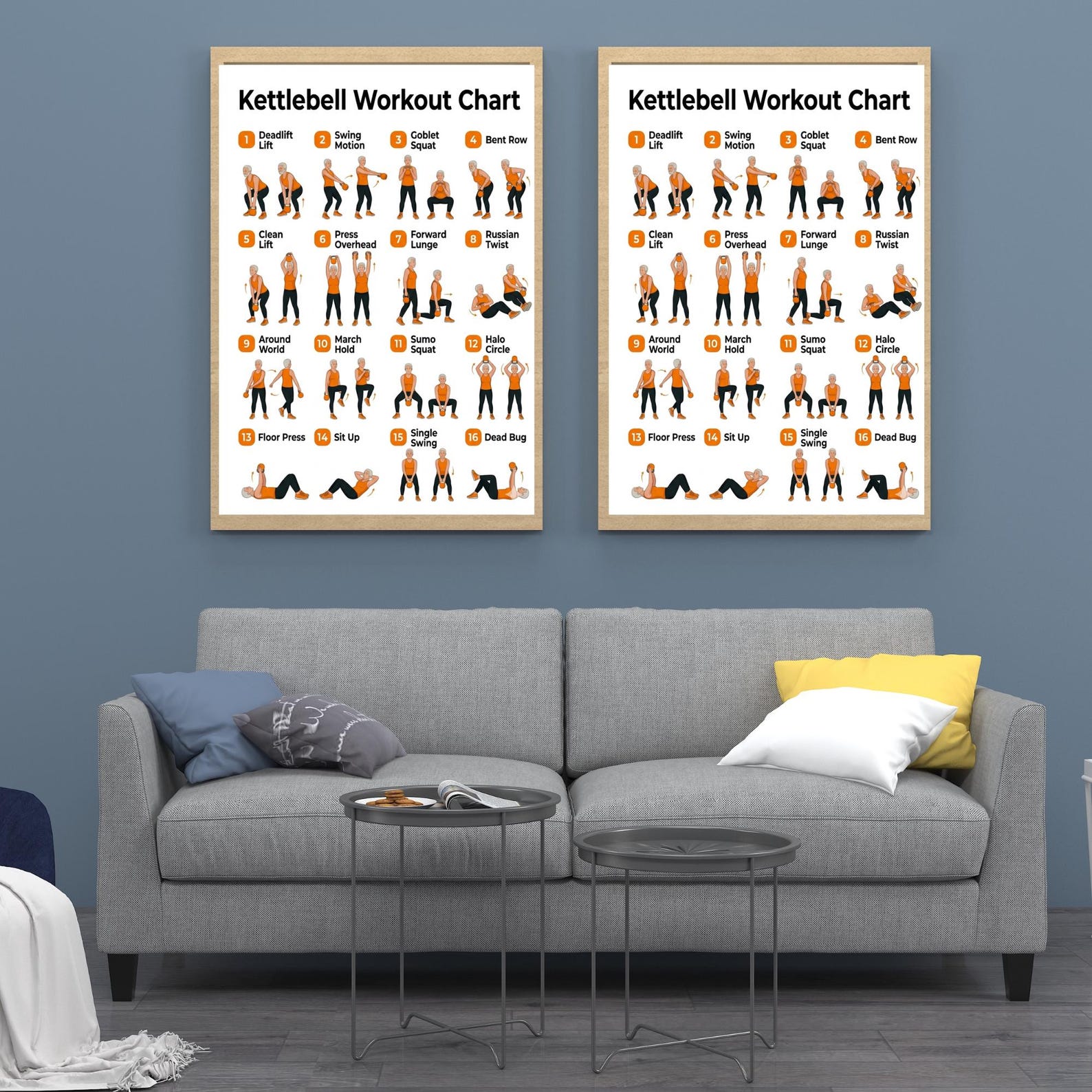 Kettlebell Workout Chart PDF, Kettlebell Exercises Poster for Home ...