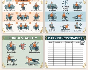 Tai Chi Abnehm-Bundle | 30-Tage-Stuhl Workout-Pläne, Senior Wellness Printable Fitness Set