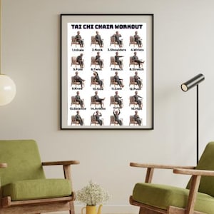 Minimalist Tai Chi wall art for home gym or wellness center.