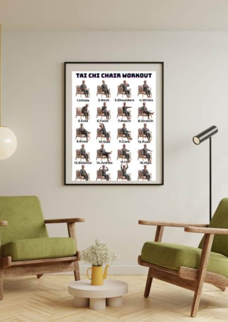 Minimalist Tai Chi wall art for home gym or wellness center.