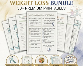 Ultimatives Tai Chi Abnehm-Bundle | 30 Tage Stuhl Workout & Senioren Wellness Printable Set