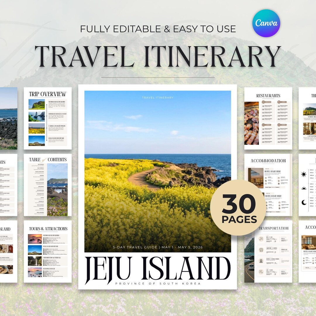 Editable Travel Itinerary Template | Minimal Planner (digital Download ...