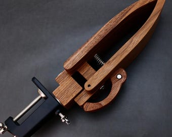 Große faltende Ledernäh-pony, schwarze Walnuss-Holz-Leder-Nähklemme, verstellbare Tischklemme für Handnähte, Lederhandwerk-Werkzeug