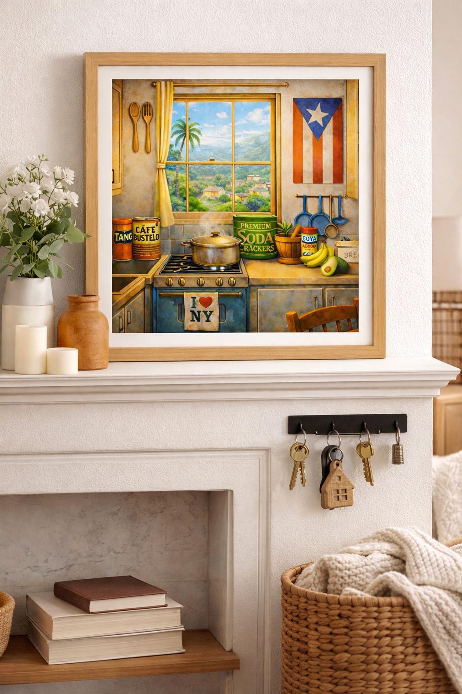 Puerto Rican Kitchen Art Print | Boricua Wall Decor | Café Bustelo