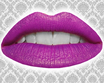 SACRED LOTUS Liquid Lipstick, Matte Magenta Purple with Gold Sparkle, Warm Purple Matte Lipstick, Vegan Lipstick, TAT 7-9 Biz Days