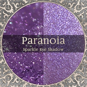PARANOIA Sparkle Eye Shadow, Bright Purple with Silver Sparkle, Warm Purple, Loose Powder Eyeshadow, Vegan Cosmetics, TAT 3-5 Biz Days