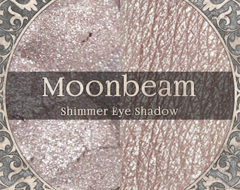 MOONBEAM Eye Shadow - Shimmery Silver Beige Mineral Powder, Cruelty Free and Vegan Makeup - TAT 3-5 Biz Days