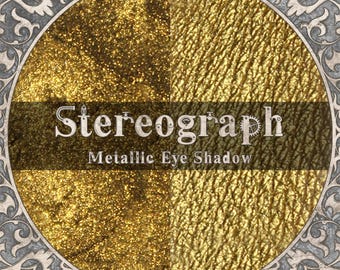 STEREOGRAPH Eye Shadow, Metallic Olive Gold, Steampunk Loose Powder Makeup, Vegan Cosmetics