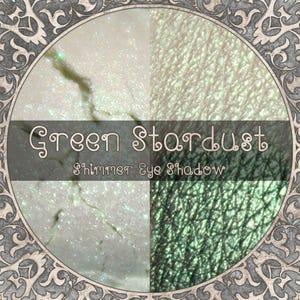 Iridescent Green Shimmer Eye Shadow, GREEN STARDUST, White with Green Duochrome, Loose Powder Vegan Cosmetics, TAT 3-5 Biz Days