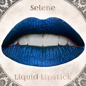 Metallic Dark Blue Liquid Lipstick, SELENE, Vegan & Cruelty Free Waterproof Makeup