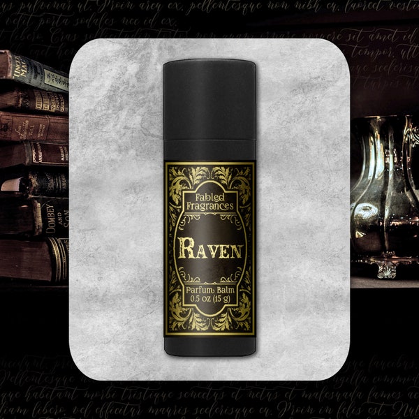 RAVEN Solid Perfume with Lemon, Black Tea, Anise, Tobacco, Cade, Labdanum, Edgar Allan Poe, Bibliophile, Vegan Perfume, TAT 6-8 Biz Days