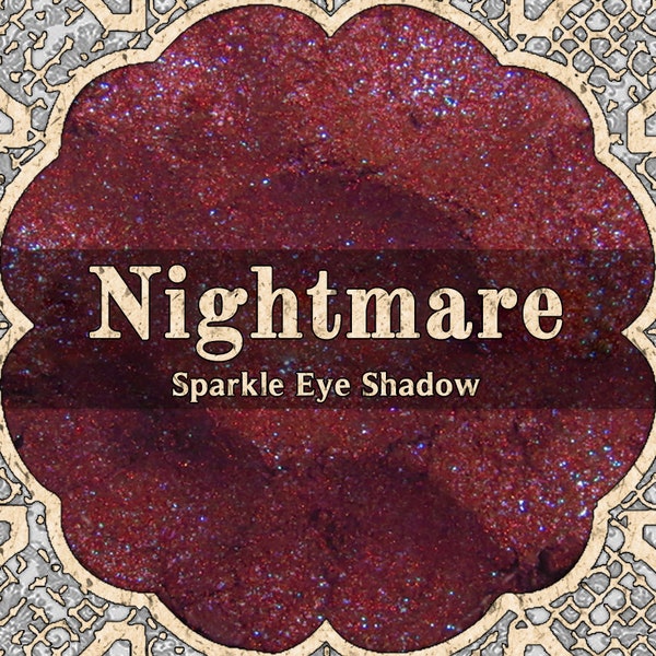 NIGHTMARE Sparkle Eye Shadow, Dark Ruby Red with Turquoise Sparkle, Deep Maroon Red, Loose Eyeshadow, VEGAN Cosmetics, TAT 8-10 Biz Days