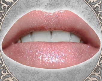 Sheer Glitter Lip Gloss, SNOW QUEEN, Iridescent White Sparkle, Winter Beauty Gift, Cruelty Free and Vegan Cosmetics, TAT 3-5 Biz Days