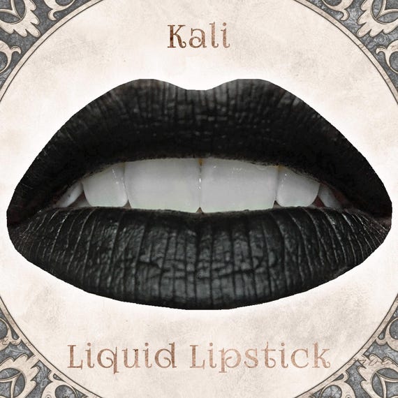 KALI Liquid Lipstick: Matte Jet Black, Vegan Gothic Makeup,
