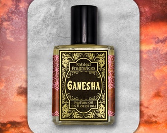 GANESHA Perfume Oil with Banana, Grass, Coconut Milk, White Lotus, Nag Champa, Incense, Hindu God, Elephant God, TAT 6-8 Biz Days