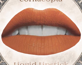CORNUCOPIA Liquid Lipstick: Matte Pumpkin Orange, Vegan Cosmetics,