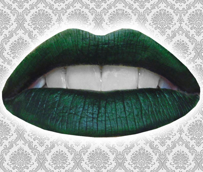 JESTER Liquid Lipstick, Dark Hunter Green Lipstick, Emerald Matte Lipstick, Gothic Makeup, Liquid to Matte, VEGAN Makeup, TAT 7-9 Biz Days image 1