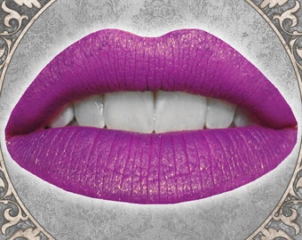 SACRED LOTUS Liquid Lipstick: Matte Magenta w/ Gold Sparkle, TAT 5-6 Biz Days
