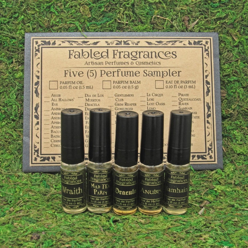 Eau de Parfum Sampler, Choose 5 Scents, Alcohol Free and Vegan Fragrance Body Spray image 1