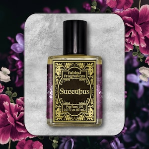 SUCCUBUS Perfume Oil with Black Cherry, Chardonnay, Plum Blossom, Kudzu Blossom, Jasmine, Black Suede, Fantasy Fragrance, TAT 2-3 Weeks