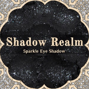 SHADOW REALM Sparkle Eye Shadow, Satin Black w/Silver Sparkle, Halloween Eye Shadow, Loose Powder Eyeshadow, Vegan Makeup, TAT 6-8 Biz Days