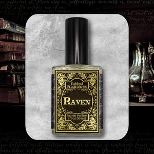 RAVEN Eau de Parfum Spray with Lemon, Black Tea, Star Anise, Tobacco, Smoke, Labdanum, Black Suede, Edgar Allan Poe, TAT 3-5 Biz Days