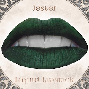 JESTER Liquid Lipstick: Matte Dark Emerald Green, Vegan Cosmetics,